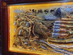 Tranh Thuận Buồm Xuôi Gió Kích Thước 170 x90  Đồng Vàng Xước Dát  - Khung Sồi Trơn