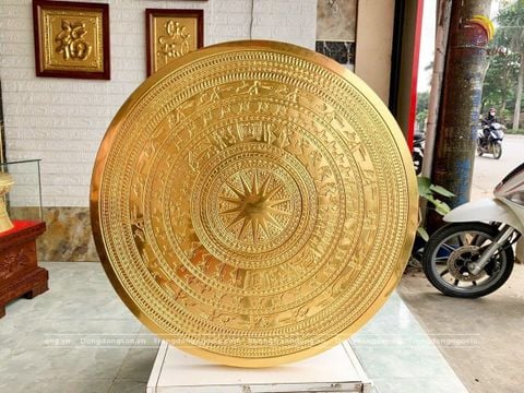 Mặt Trống Đồng Đúc DK 80 Cm - Hoa Văn Ngọc Lũ Đúc Chìm -  Dát Vàng