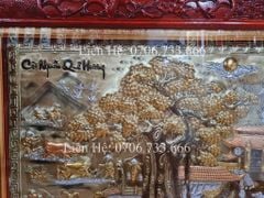Tranh Đồng Quê Nền Vàng Cạo Xước Kích Thước 170*90 Cm khung hương đục
