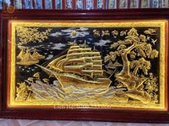 Tranh Thuận Buồm Xuôi Gió Kích Thước 255 x155 Cm Đồng Vàng Nền Đen Dát Vàng-  Khung Gỗ Sồi Nga Trơn