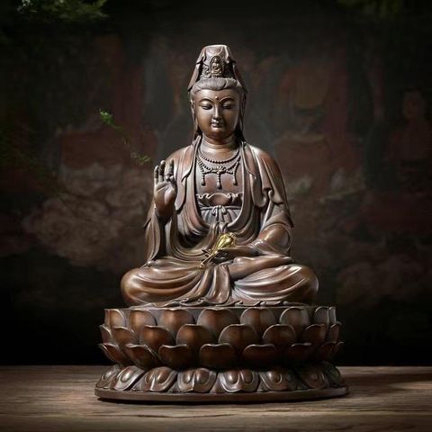 Tượng Đồng Phật Quan Âm Cao 29cm - Đồng vàng