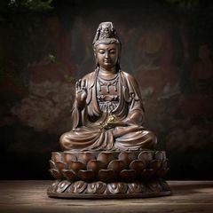 Tượng Đồng Phật Quan Âm Cao 29cm - Đồng vàng