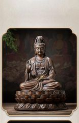 Tượng Đồng Phật Quan Âm Cao 29cm - Đồng vàng