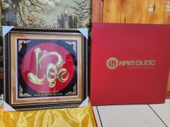 Tranh Chữ - Chữ Lộc  Kích Thước 58*58 đồng vàng khung nhựa có kính