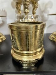 Bộ Tam Sự Nến Bằng Đồng Cát Tút Song Long Chầu Nguyệt Cao 60 Cm + Bát Hương 20Cm