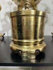 Bộ Tam Sự Nến Bằng Đồng Cát Tút Song Long Chầu Nguyệt Cao 60 Cm + Bát Hương 20Cm