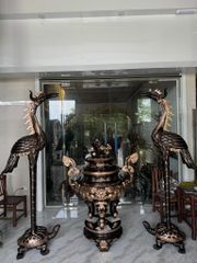 Đôi Hạc Đồng Cao 160Cm Chất Liệu Đồng Đỏ Phớt Nỉ