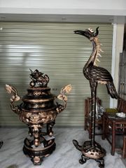 Đôi Hạc Đồng Cao 160Cm Chất Liệu Đồng Đỏ Phớt Nỉ