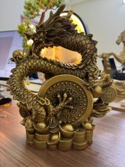 Tượng Linh Vật - Rồng Đồng Vàng Kích Thước 28x24x3.5kg