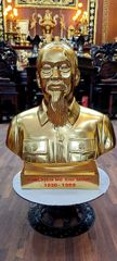 Tượng Đồng Bác Hồ Cao 40 Cm Đồng Đỏ Dát Vàng
