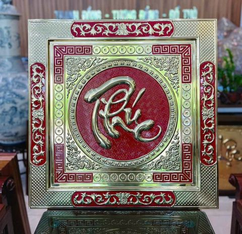 Tranh Chữ - Chữ Phúc Kích Thước 58*58 đồng vàng