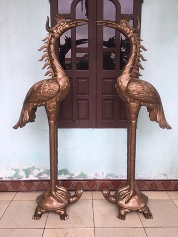 Đôi Hạc Đồng Cao 160Cm Chất Liệu Đồng Đỏ Mộc