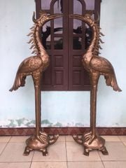 Đôi Hạc Đồng Cao 160Cm Chất Liệu Đồng Đỏ Mộc