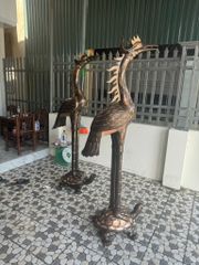 Đôi Hạc Đồng Cao 180Cm Chất Liệu Đồng Đỏ Phớt Nỉ