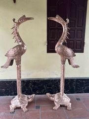 Đôi Hạc Đồng Cao 180Cm Chất Liệu Đồng Đỏ Mộc