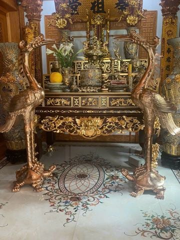 Đôi Hạc Đồng Cao 180Cm Chất Liệu Đồng Đỏ Mộc