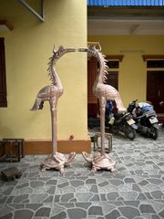 Đôi Hạc Đồng Cao 180Cm Chất Liệu Đồng Đỏ Mộc