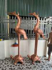 Đôi Hạc Đồng Cao 160Cm Chất Liệu Đồng Đỏ Mộc