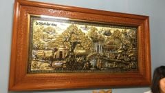 Tranh Đồng Quê - Cội Nguồn Quê Hương Đồng Vàng Nền Xước Kích Thước 133*243 Cm