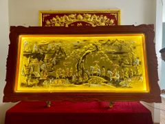 Tranh Đồng Vinh Quy Bái Tổ- Nền Vàng Xước Dát Vàng- KT 230-120