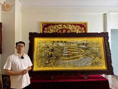 Tranh Thuận Buồm Xuôi Gió Kích Thước 230*120 Cm Đồng Vàng Xước Dát Vàng - Khung Hoa Tây.