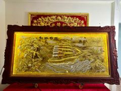 Tranh Thuận Buồm Xuôi Gió Kích Thước 230*120 Cm Đồng Vàng Xước Dát Vàng - Khung Hoa Tây.