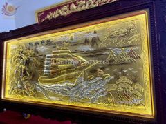 Tranh Thuận Buồm Xuôi Gió Kích Thước 230*120 Cm Đồng Vàng Xước Dát Vàng - Khung Hoa Tây.