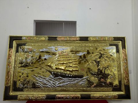Tranh Thuận Buồm Xuôi Gió Kích Thước 230 x120  Đồng Vàng Dát Vàng - Khung Đồng