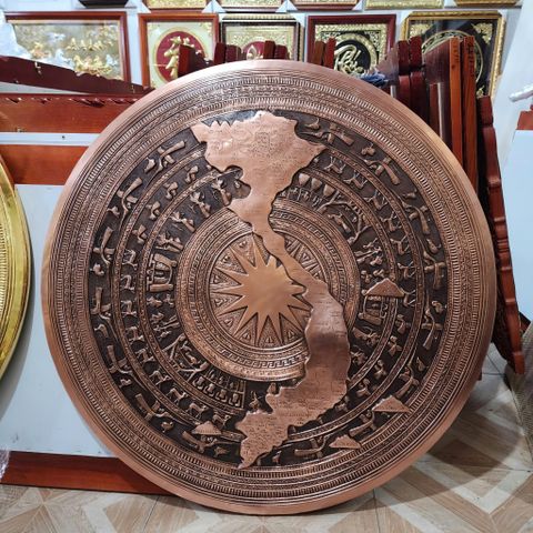 Mặt Trống Đồng Thúc Tay - Đồng Đỏ Đường Kính 90cm - Có Bản Đồ