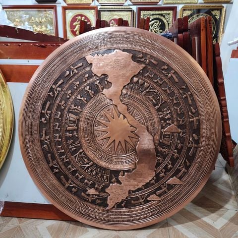 Mặt Trống Đồng Thúc Tay - Đồng Đỏ Đường Kính 110cm - Có Bản Đồ