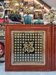 Tranh Chữ -  Bách Phúc Kích Thước 80x80 - Khung Hương Đá - Dát Vàng 24k