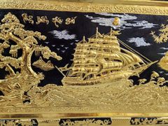 Tranh Đồng Thuận Buồm Xuôi Gió Kích Thước 170 x 90 Cm-  Khung Đồng Nền Đen Dát Vàng