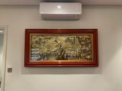Tranh Đồng Vinh Quy Bái Tổ Kích Thước 155 x 80 Cm Nền Vàng Cạo Xước- Khung Gỗ Hương Đá - Dát Vàng 24k