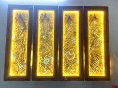 Tranh Tứ Quý Bằng Đồng Vàng Cạo Xước Kích Thước 120*40 Cm