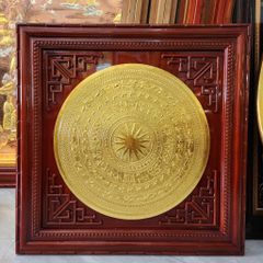 Tranh Trống Đồng -Mặt Gò Dát Vàng - Khung Vuông