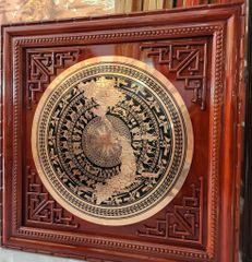 Tranh Trống Đồng - Mặt Trống Ăn Mòn - Khung Vuông