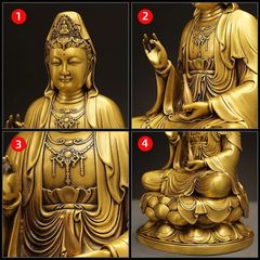 Tượng Đồng Phật Quan Âm Cao 28cm - Đồng vàng (MS2)
