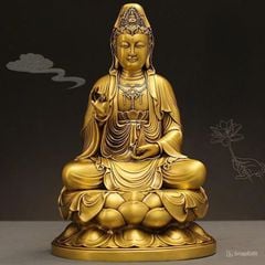 Tượng Đồng Phật Quan Âm Cao 40cm - Đồng vàng (MS4)