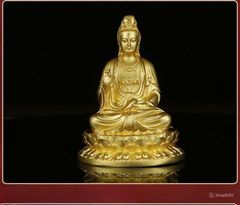 Tượng Đồng Phật Quan Âm Cao 10cm - Đồng vàng (MS9)