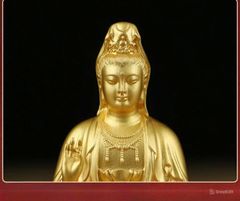 Tượng Đồng Phật Quan Âm Cao 10cm - Đồng vàng (MS9)