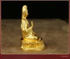 Tượng Đồng Phật Quan Âm Cao 10cm - Đồng vàng (MS9)