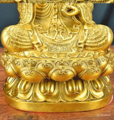 Tượng Đồng Phật Quan Âm Cao 39cm- Áo Hoa - Đồng vàng (MS10)