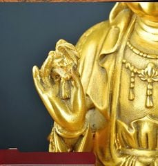 Tượng Đồng Phật Quan Âm Cao 39cm- Áo Hoa - Đồng vàng (MS10)