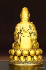 Tượng Đồng Phật Quan Âm Cầm Cành Liễu -  Đồng vàng (MS11)