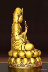 Tượng Đồng Phật Quan Âm Cầm Cành Liễu -  Đồng vàng (MS11)