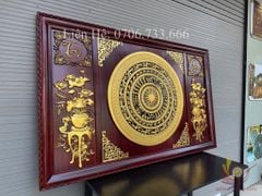 Tranh Trống Đồng Đôi Lục Bình Hoa Sen 2 Bên Kích Thước Ngang 170cm, Cao 107cm