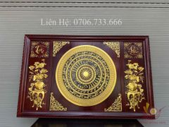 Tranh Trống Đồng Đôi Lục Bình Hoa Sen 2 Bên Kích Thước Ngang 170cm, Cao 107cm