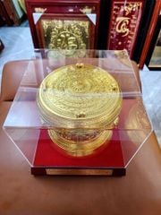 Trống Đồng vàng  Đường Kính 30Cm - Dát Vàng 18K - Chất Liệu Đồng Vàng
