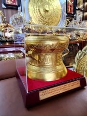 Trống Đồng vàng  Đường Kính 30Cm - Dát Vàng 18K - Chất Liệu Đồng Vàng
