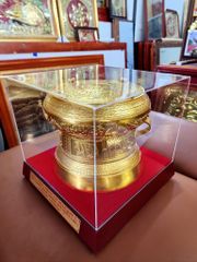 Trống Đồng vàng  Đường Kính 30Cm - Dát Vàng 18K - Chất Liệu Đồng Vàng